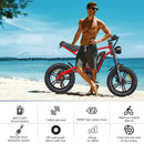 Hidoes B6 Electric Fat Bike - 1200W Motor, 48V 15Ah Battery, 50 Mile Range, 20 Tires Red