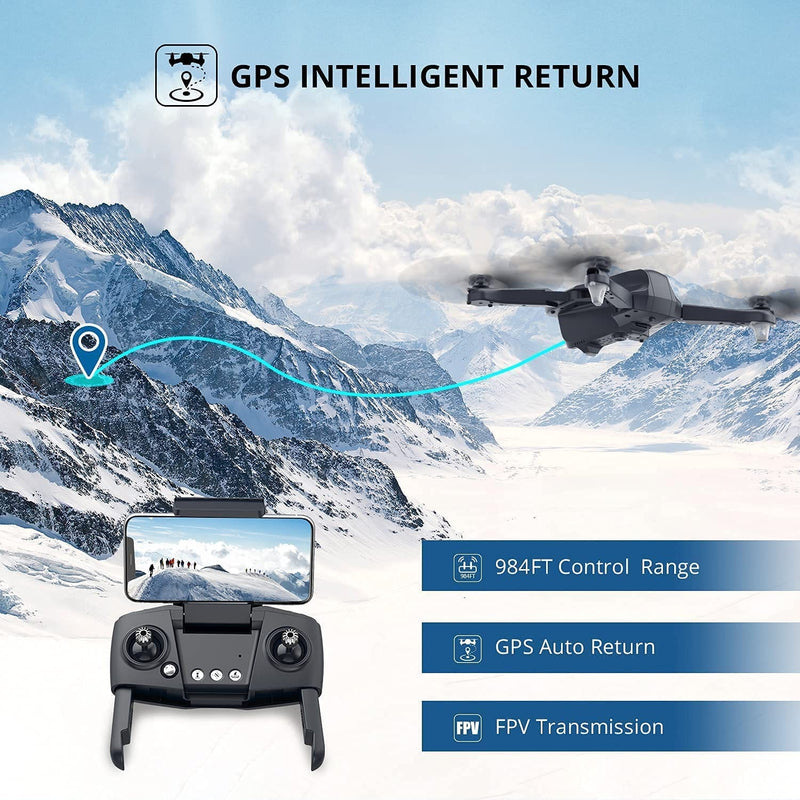 Holy Stone HS175D Foldable Drone with 4K Camera, Battery Life 46 minutes flying