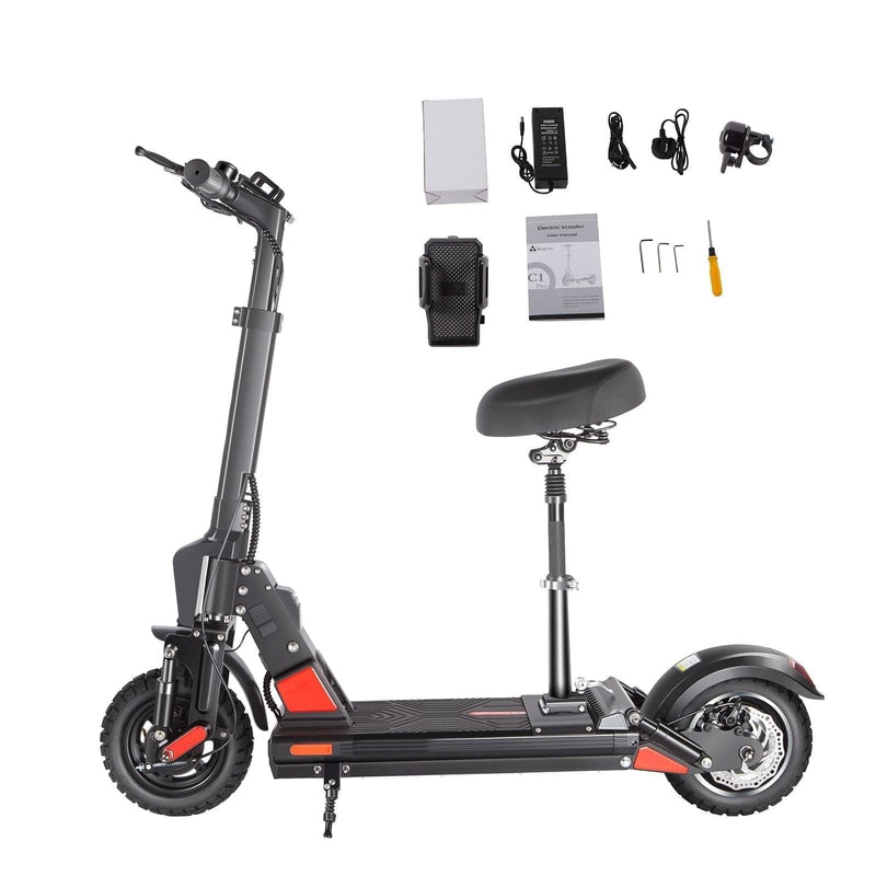 BOGIST C1 PRO Folding Electric Scooter 10 inch Tire 500W Motor, LCD Display Battery Life Up to 45km Long Range with Seat - Black